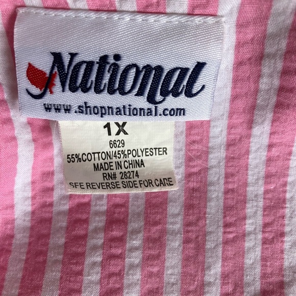 Vintage National striped floral embroidered zip front night dress mumu Size 1X - Picture 6 of 10